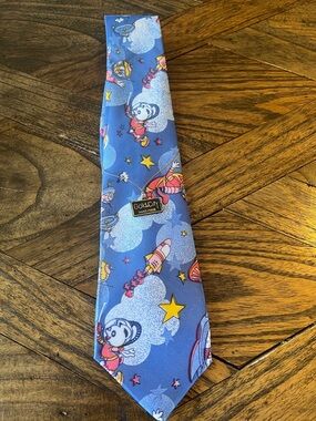 NEW Gold City Silk Necktie, Retro Space/Astronaut Cartoon Print, OS